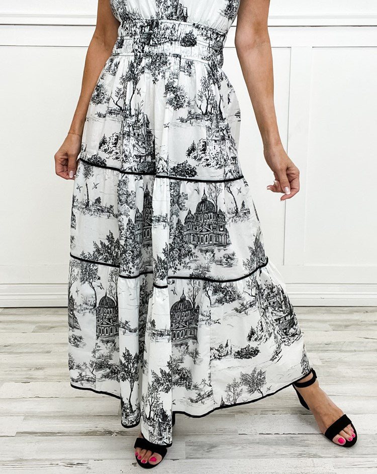 Elegant Smocked Waist Maxi Dress with Puff Sleeves