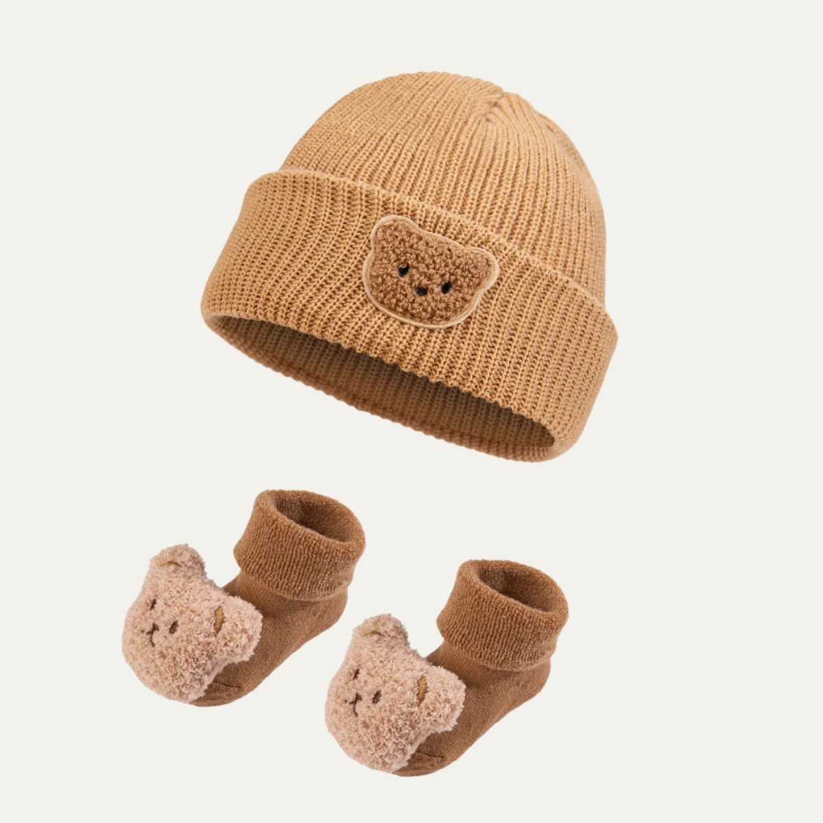 Baby Bear Knit Hat and Warm Socks Set