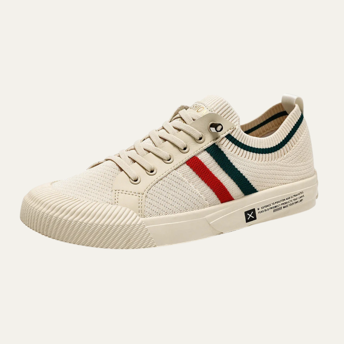 Knit Lace Up Sneakers with Striped Detail