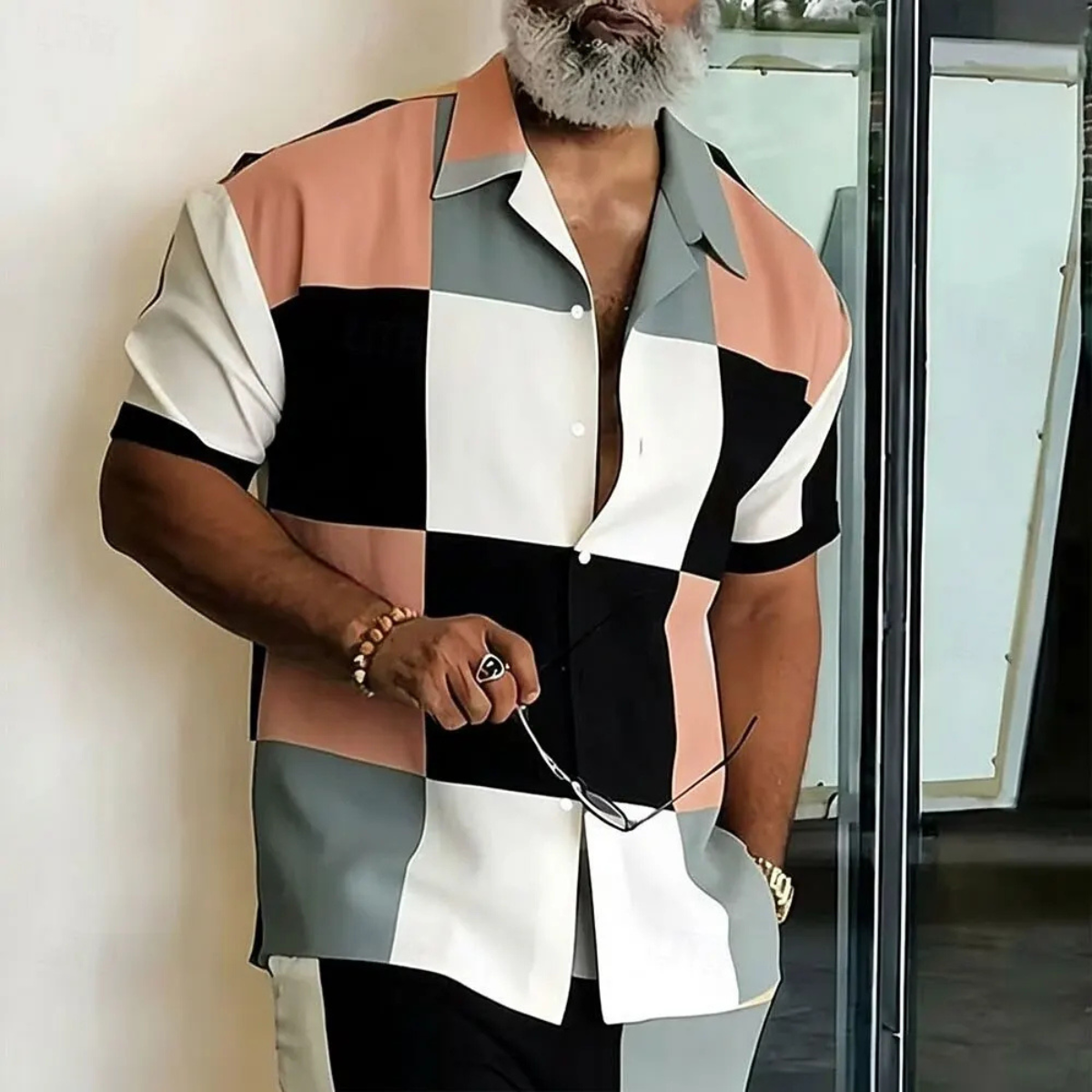 The Edgartown Men's Geometric Color Block Shirt