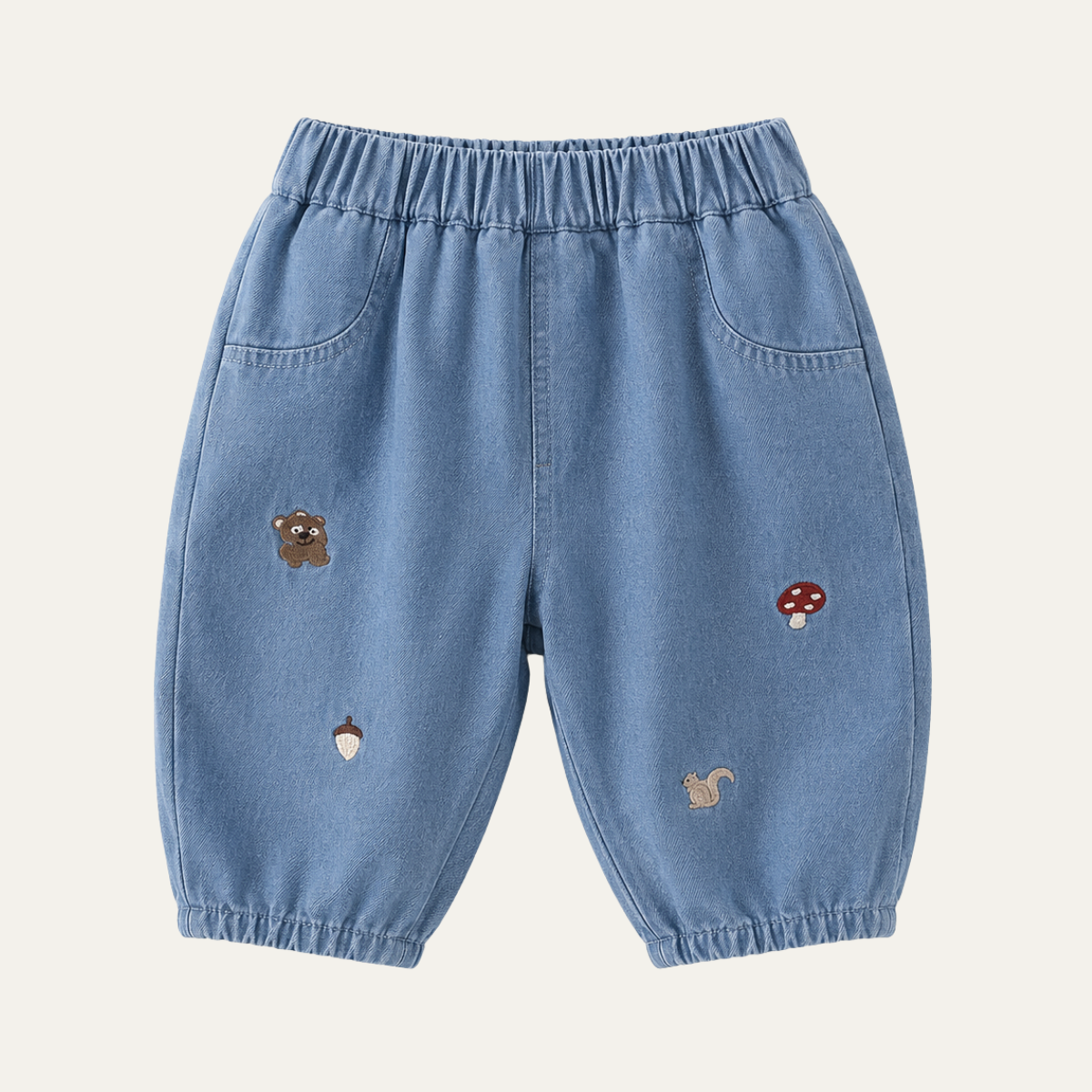 Baby Boys Embroidered Striped Harem Pants  – Blue