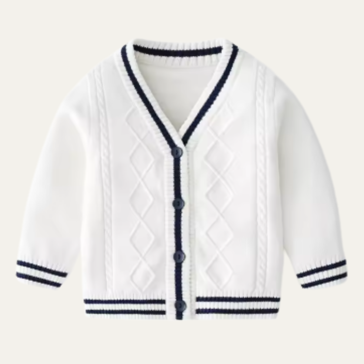 SoHo Kids Contrast Trim V Neck Knit Cardigan