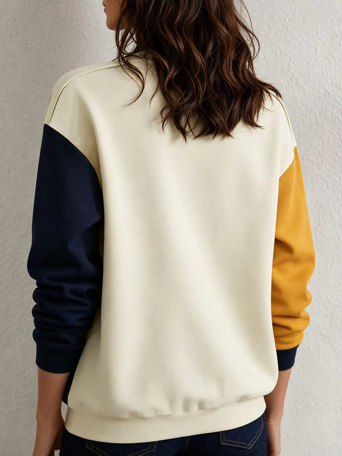 Women's Colour Block Sweatshirt, Crew Neck