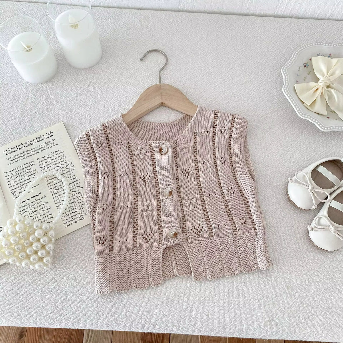 SoHo Kids Button Up Knit Pointelle Cardigan