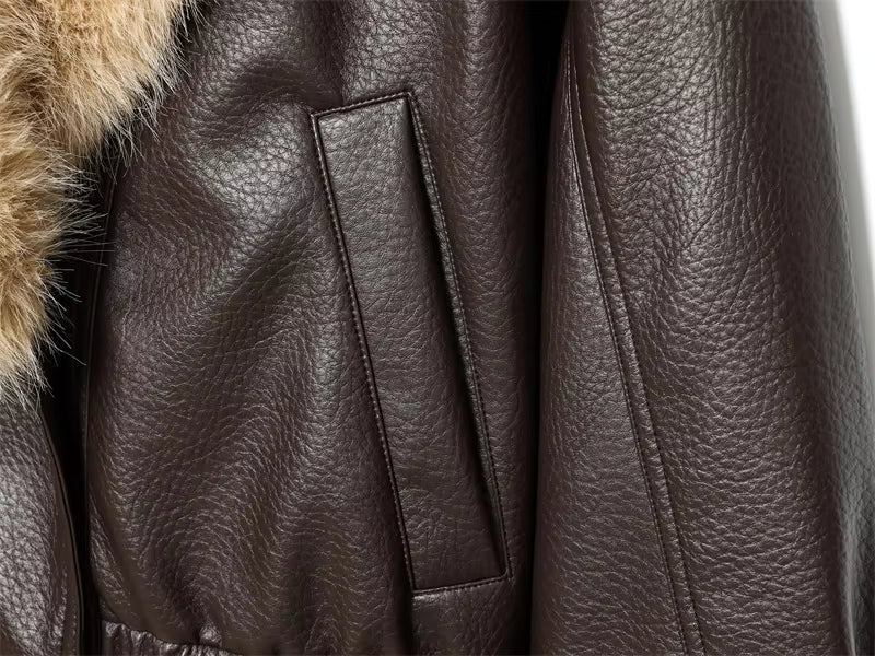 Women's Statement Collar Jacket in Brown