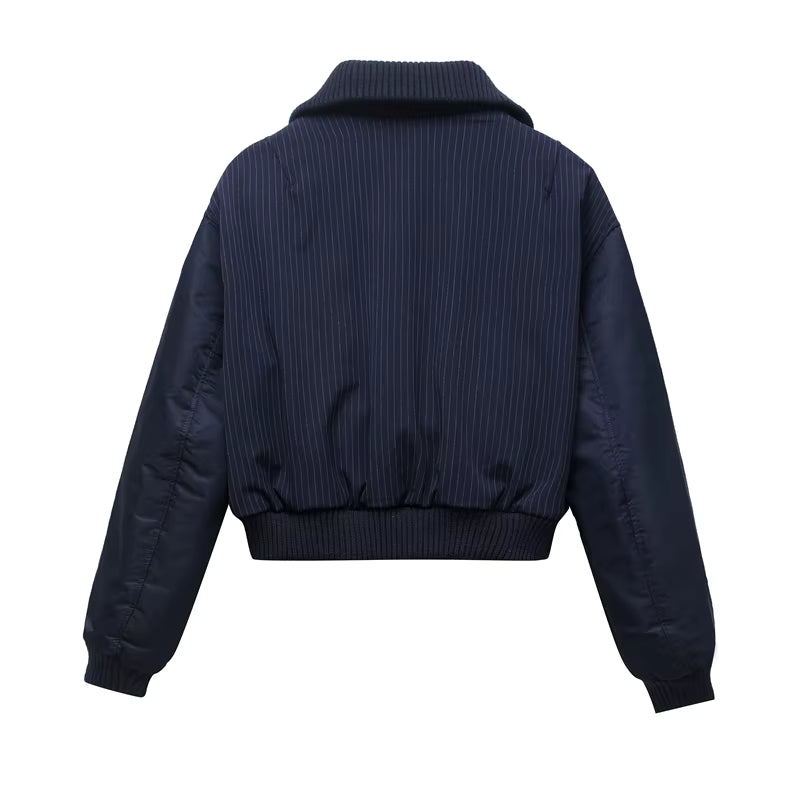 Women's Zip Bomber, Ribbed Trim