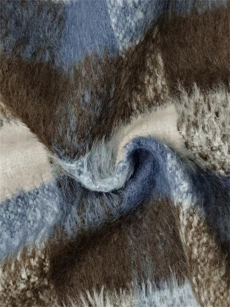 Women's Boucle Style Jacket with Puff Sleeves