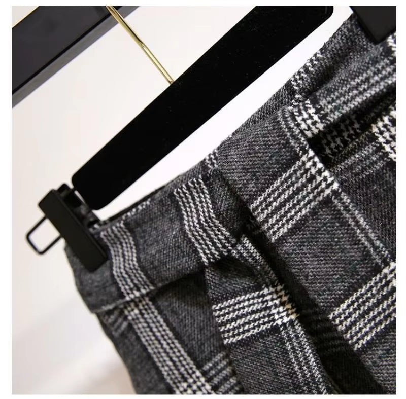 Women's Checked Midi Skirt, High Waisted