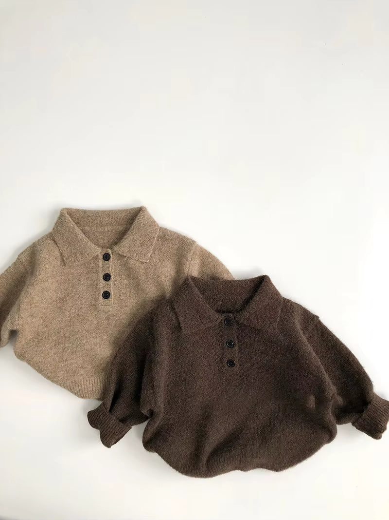 SoHo Kids Button Collar Knit Polo Sweater