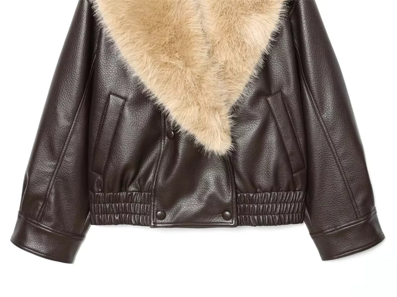 Women's Statement Collar Jacket in Brown