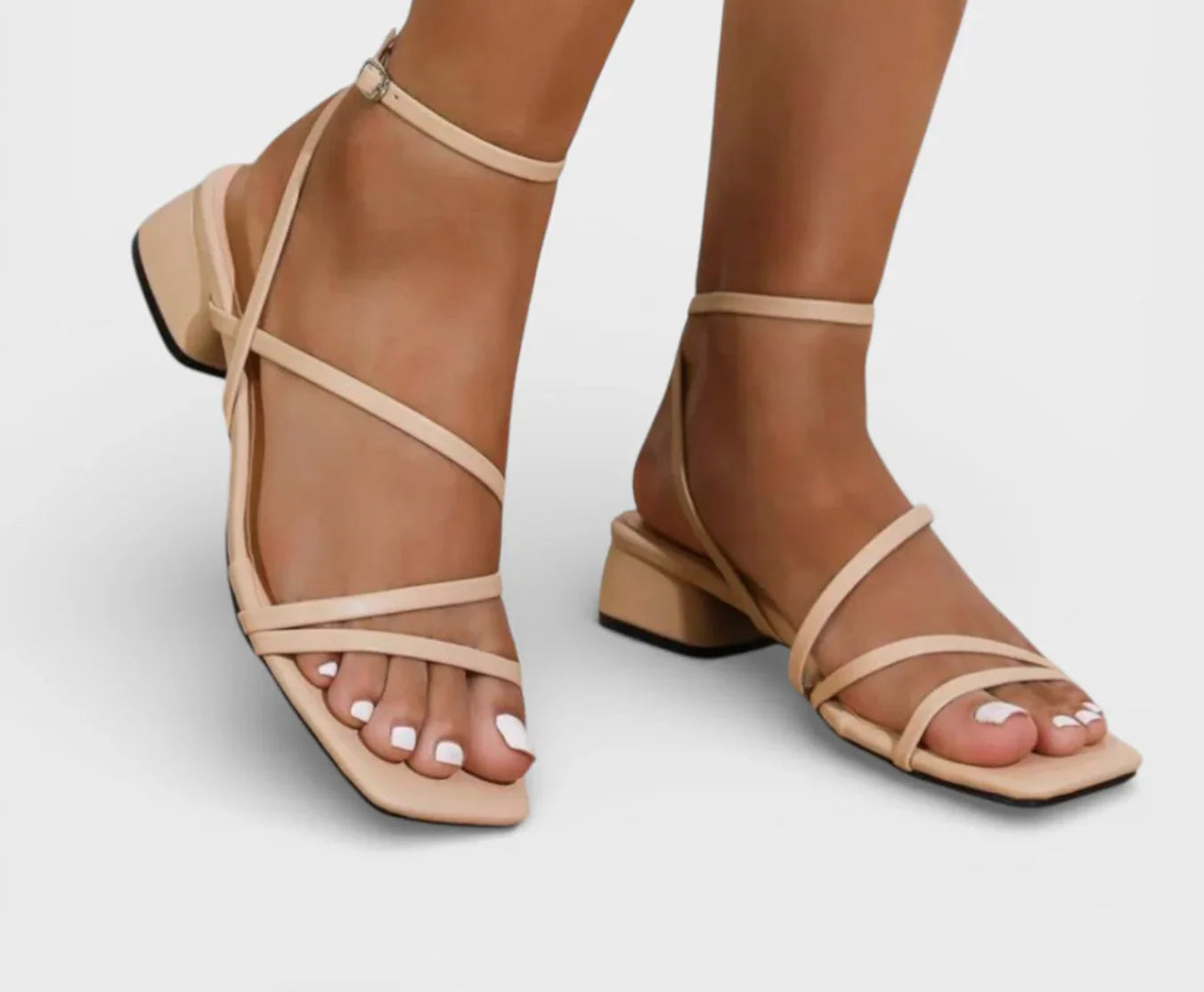 Women's Strappy Block Heel Sandals with Ankle Strap