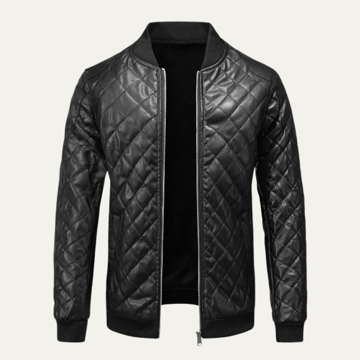 The Colfosco Men’s Winter Quilted Leather Bomber Jacket