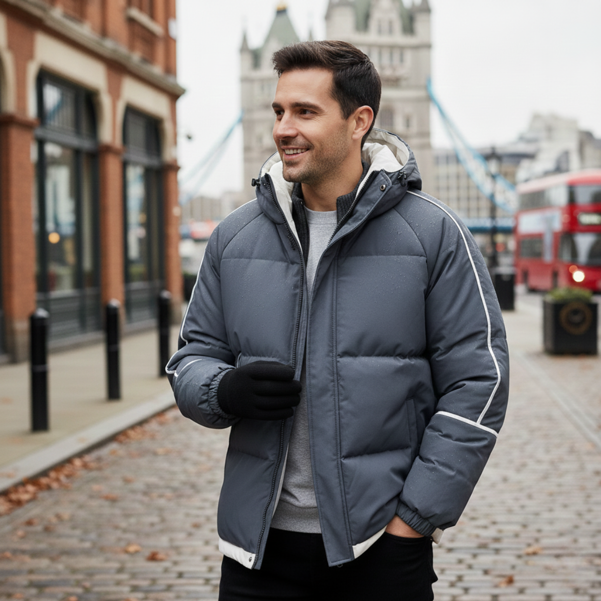 The London Men's Waterproof Puffer Jacket - Luxury Hooded Jacket