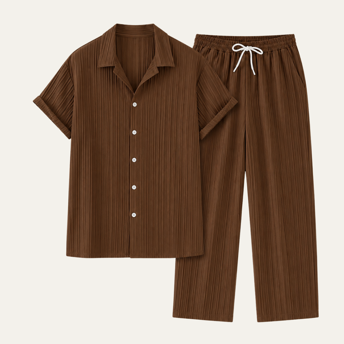 The Langhe Men's Pleated Short Sleeve Shirt and Trouser Set