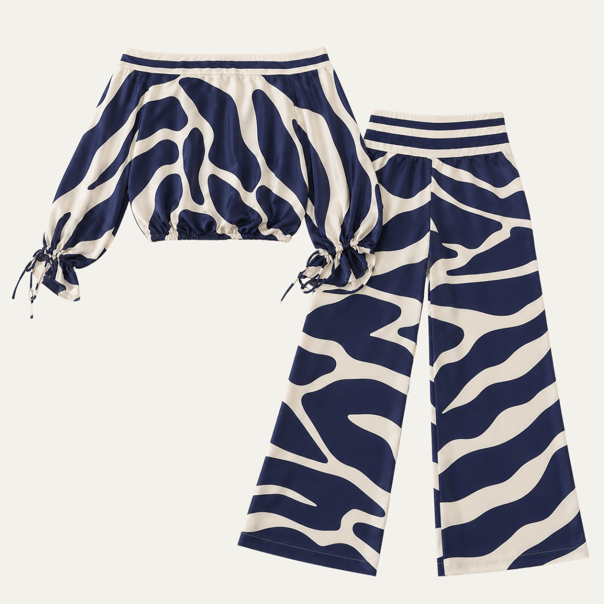 Women's Abstract Print Satin Summer Set