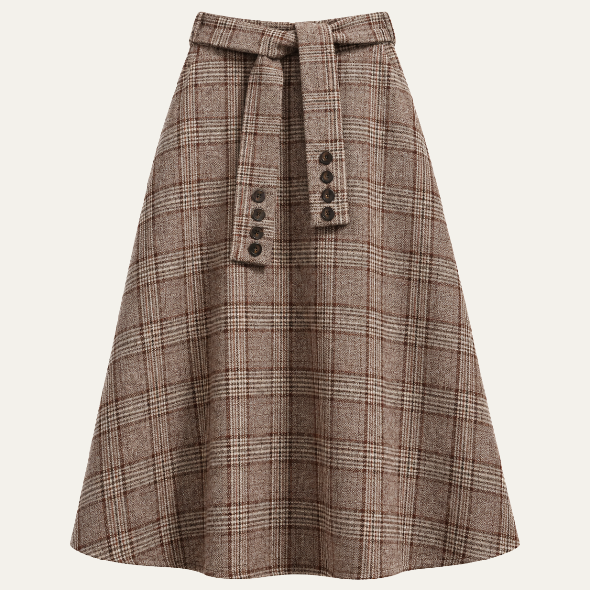Women's Checked Midi Skirt, High Waisted
