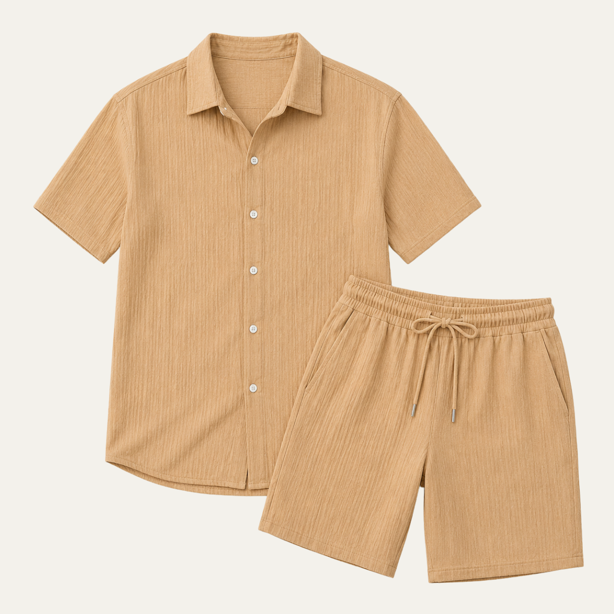 The Cervinia Men's Textured Short Sleeve Shirt and Shorts Co ord Set