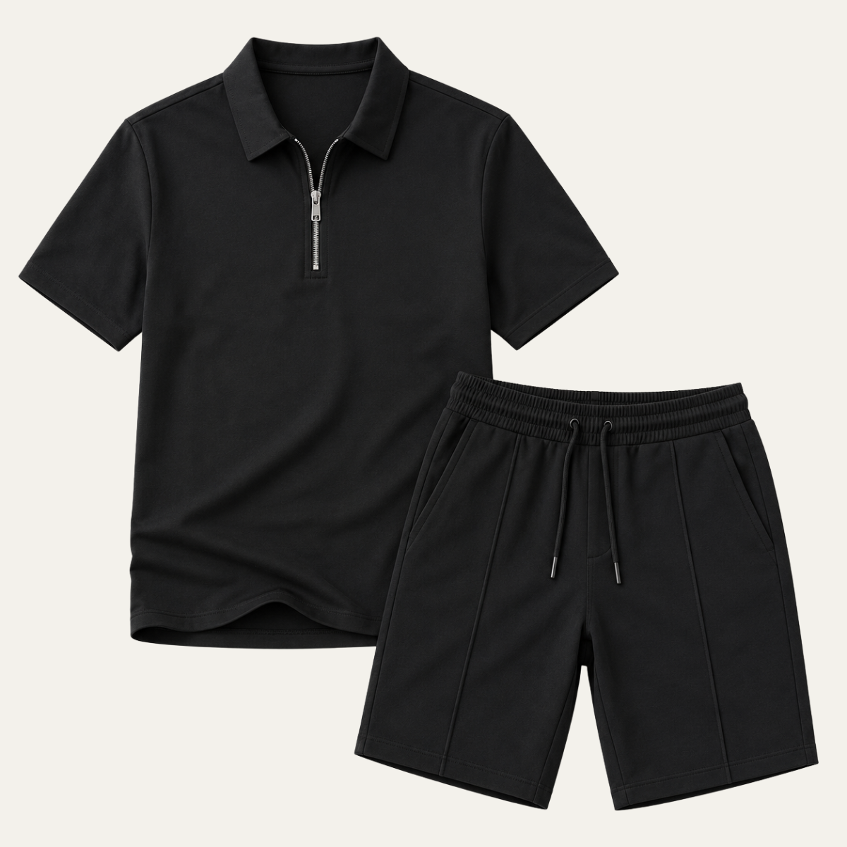 The Barbaresco Men's Zip Polo Shirt and Tailored Shorts Set