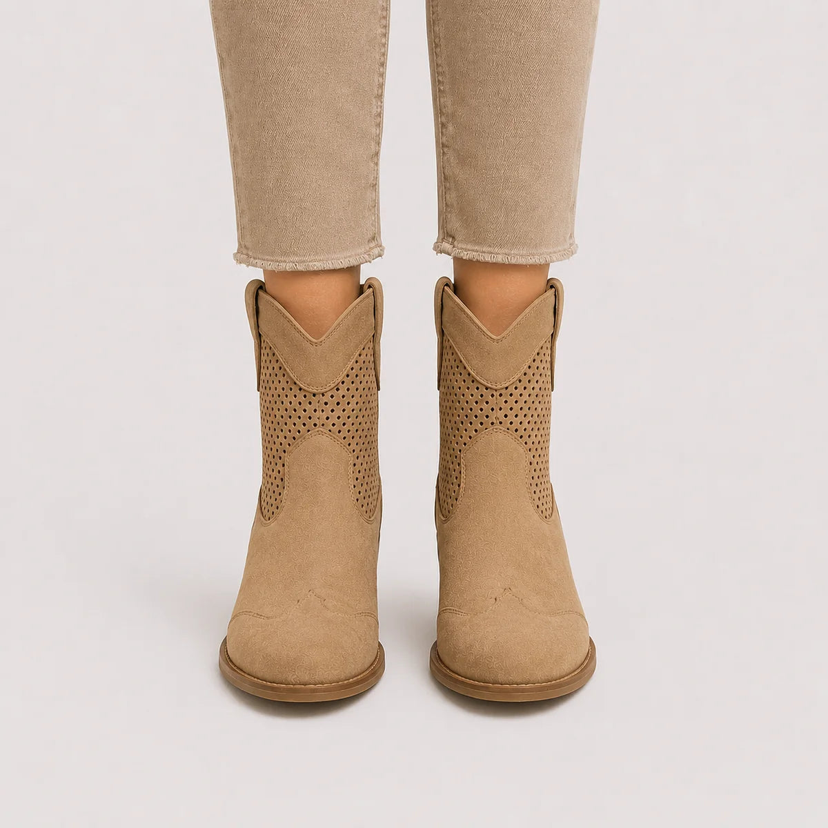 Women's Cowboy Ankle Boots with Block Heel
