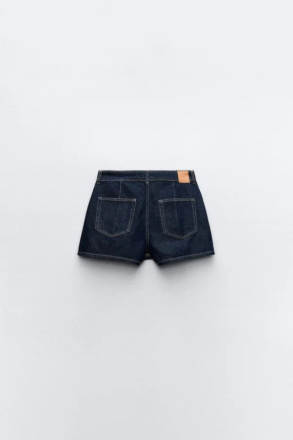 Women's Denim Two Piece Set with Cropped Top and High Waist Shorts
