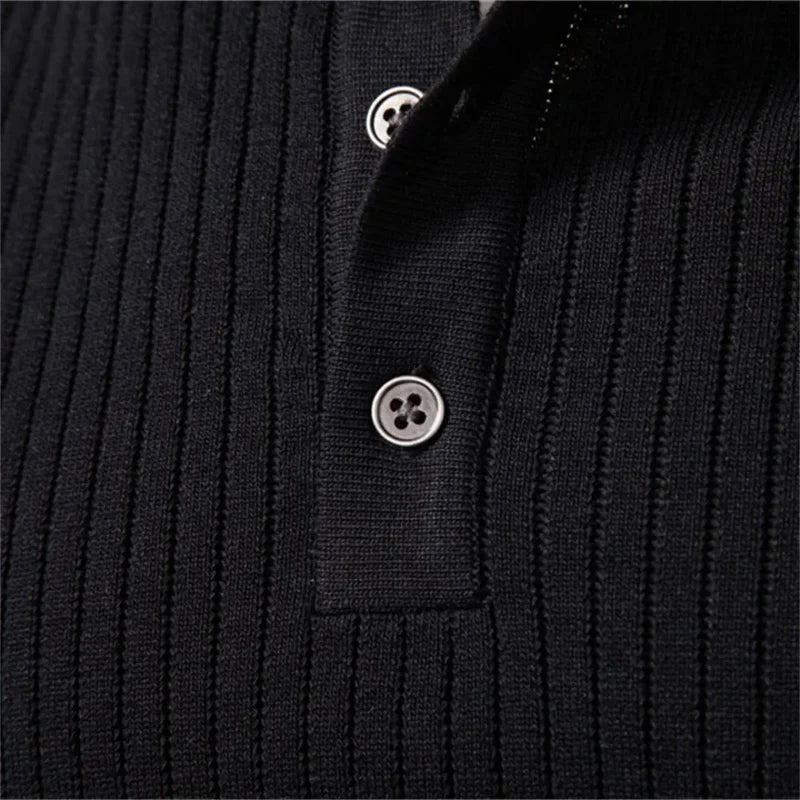 The Taormina Men's Ribbed Henley Knit Sweater