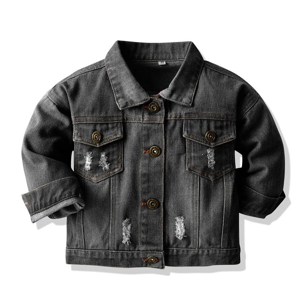 Baby Boys Distressed Button Up Denim Jacket