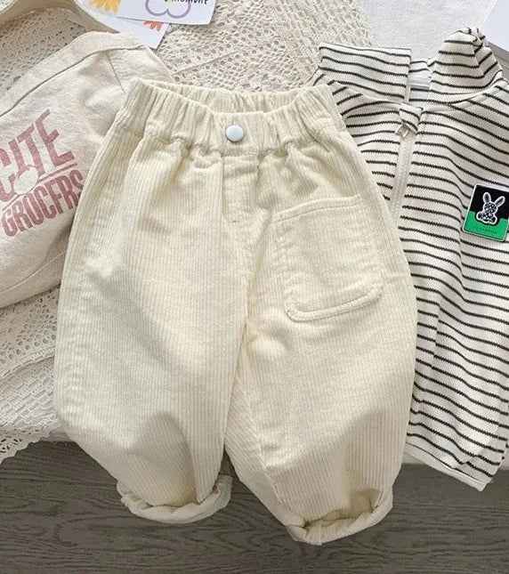 Unisex  Loose Fit Casual Corduroy Pants