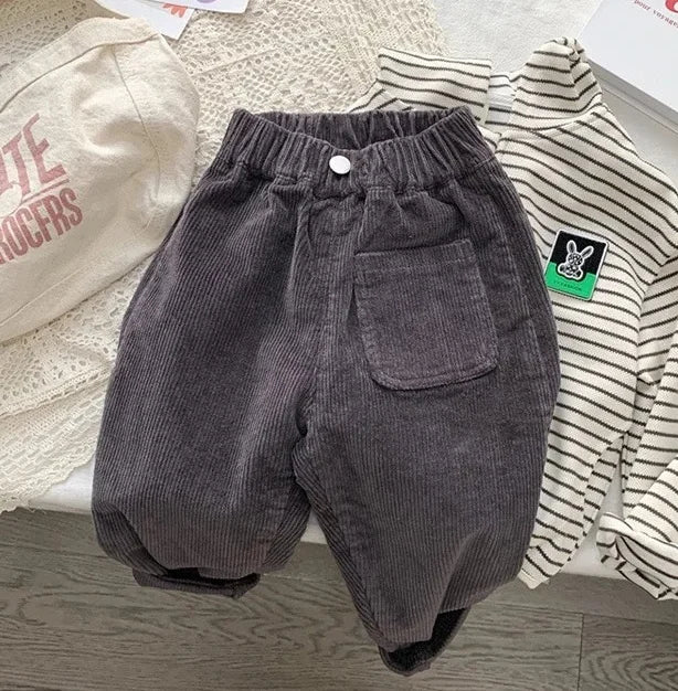Unisex  Loose Fit Casual Corduroy Pants