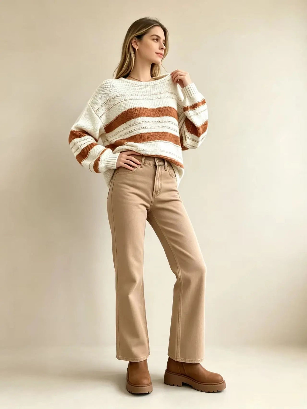 Women's Oversized Jumper in Soft Stripes