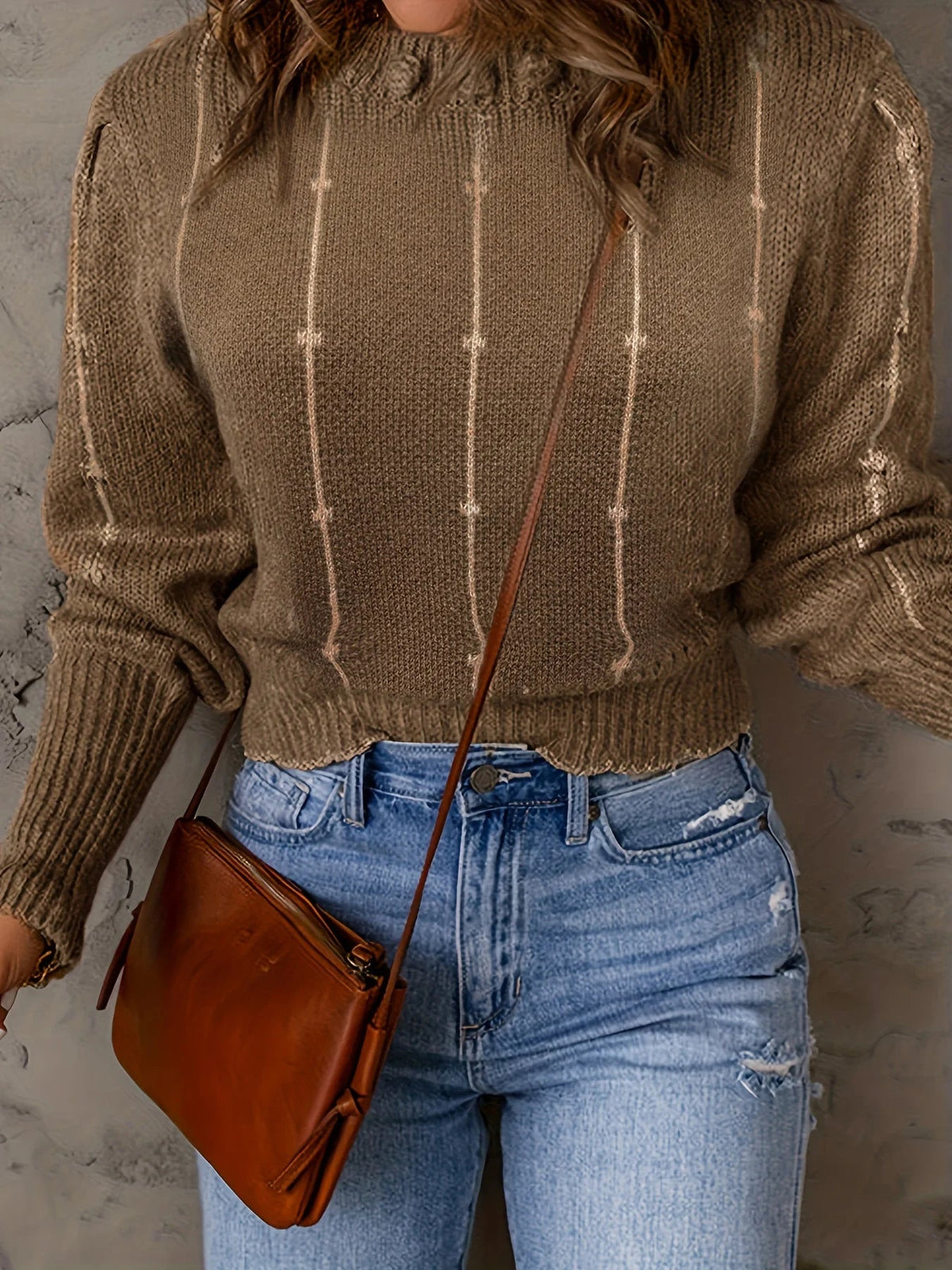 Women's Cropped Ribbed Top, Crew Neck