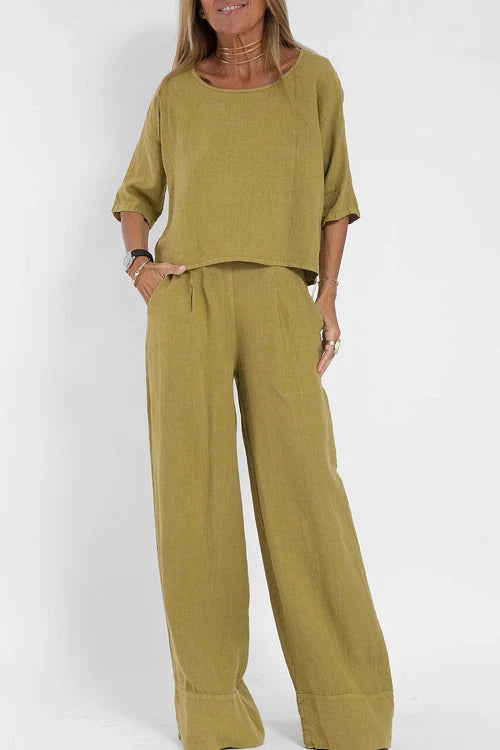 Women's Relaxed Top and Wide Leg Pants Set