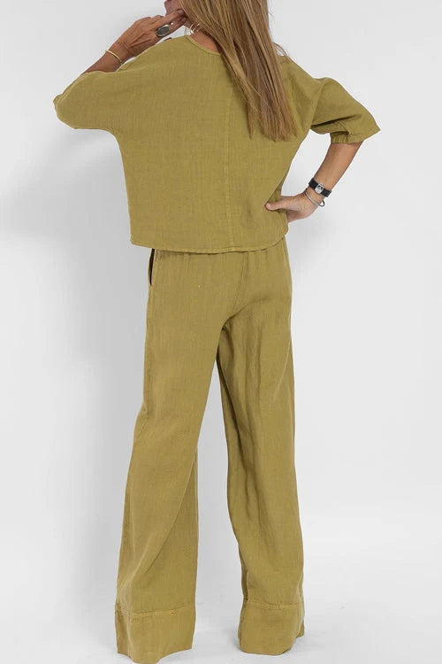 Women's Relaxed Top and Wide Leg Pants Set
