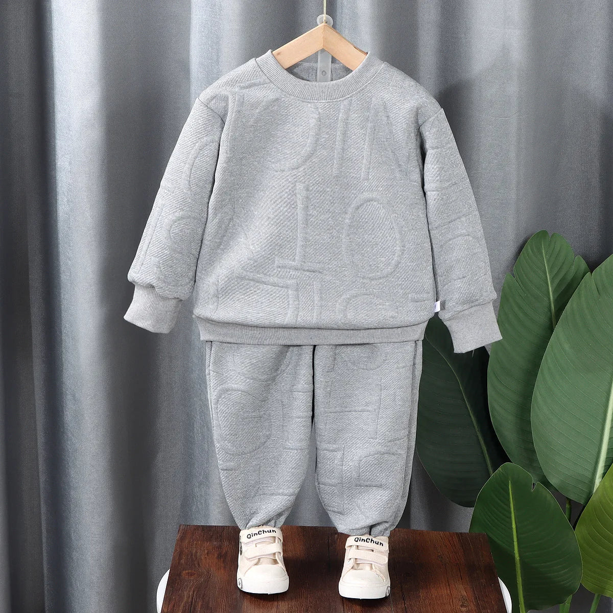 Unisex Embossed Sweatshirt & Jogger Pants Set