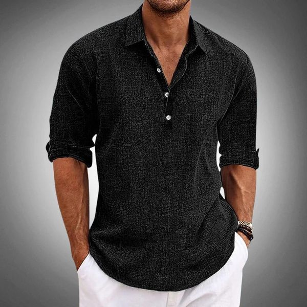 The Volterra Men's Relaxed Fit Linen Henley Shirt