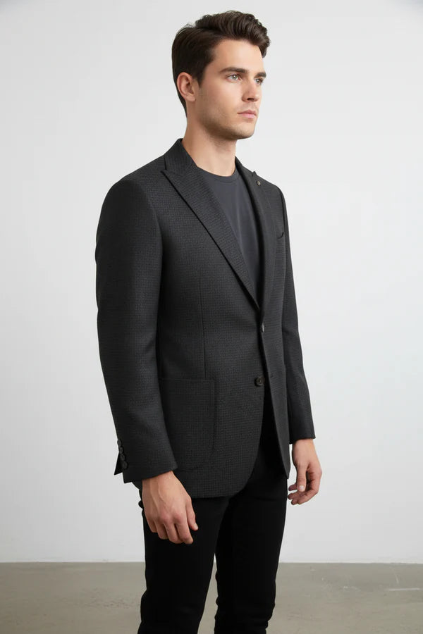 The Henderson Men's Smart Slim Fit Business Blazer - Black