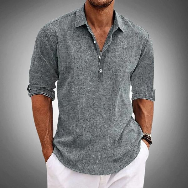 The Volterra Men's Relaxed Fit Linen Henley Shirt