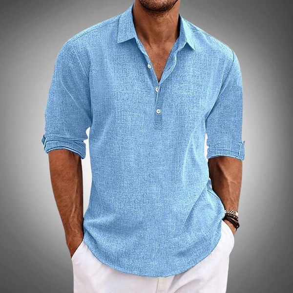 The Volterra Men's Relaxed Fit Linen Henley Shirt
