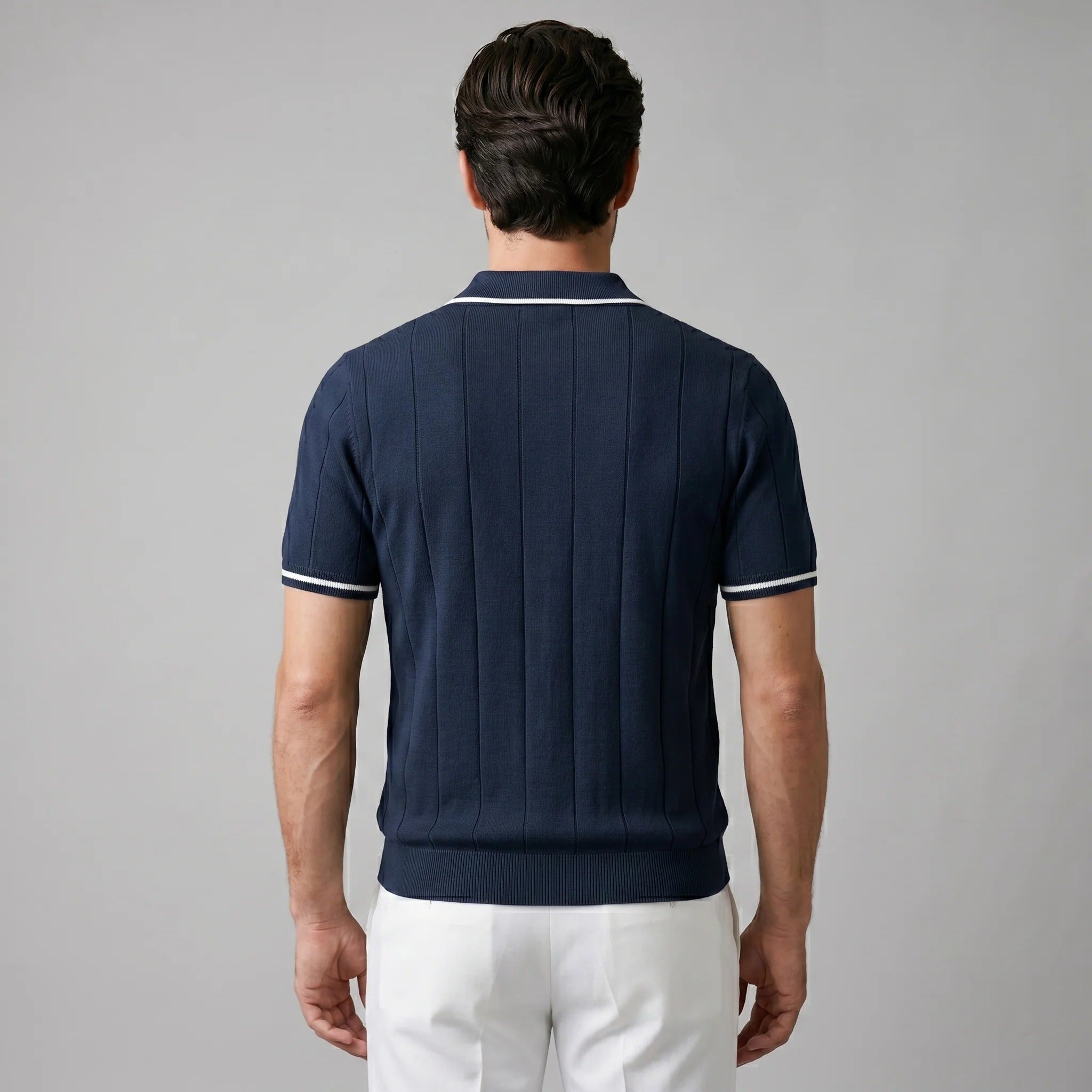The Venezia Men's Smart Zip Neck Knit Polo Shirt