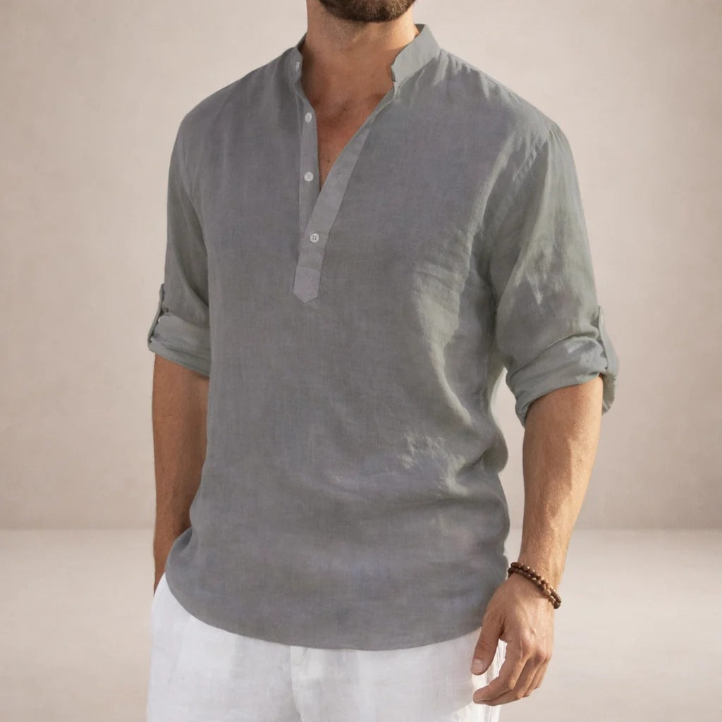 The Bolzano Men's Relaxed Fit Linen Henley Shirt