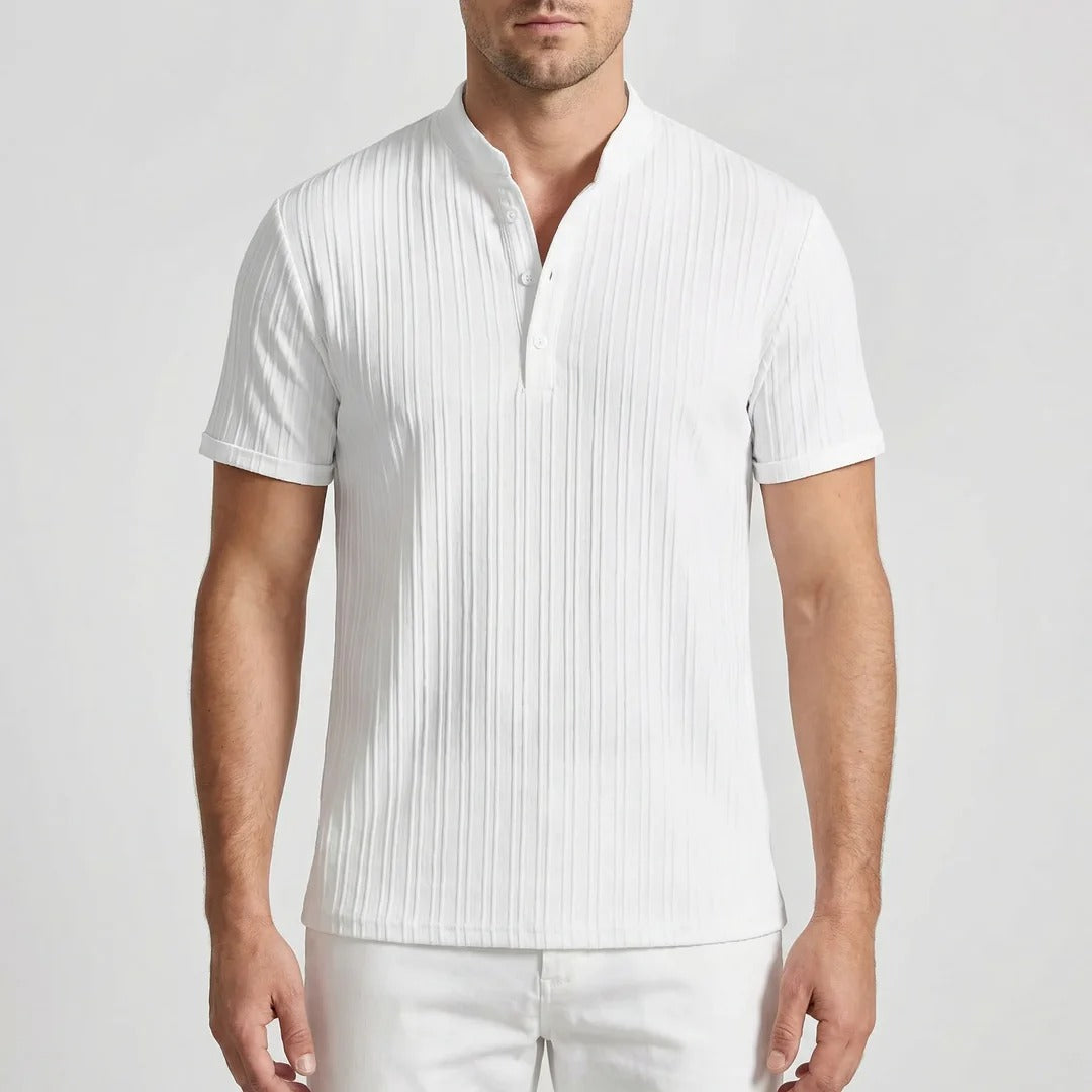 The Bentonville Men's Ribbed Stand Collar Polo Shirt