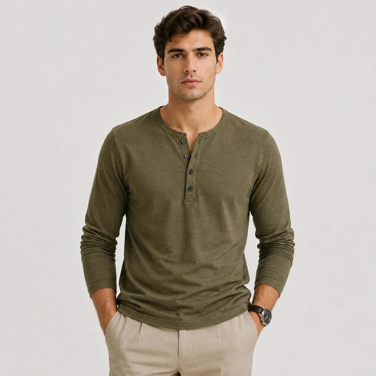 The Palm Beach Men’s Lightweight Long Sleeve Henley Sweater