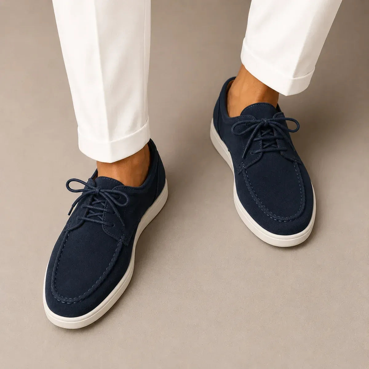 The Malibu Coast Men’s Suede Lace Up Casual Loafers - Navy Blue