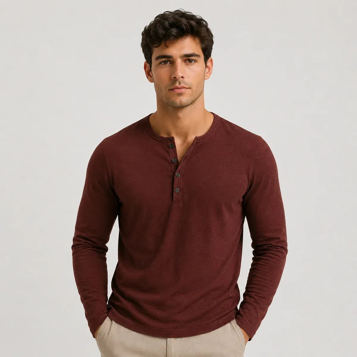 The Palm Beach Men’s Lightweight Long Sleeve Henley Sweater