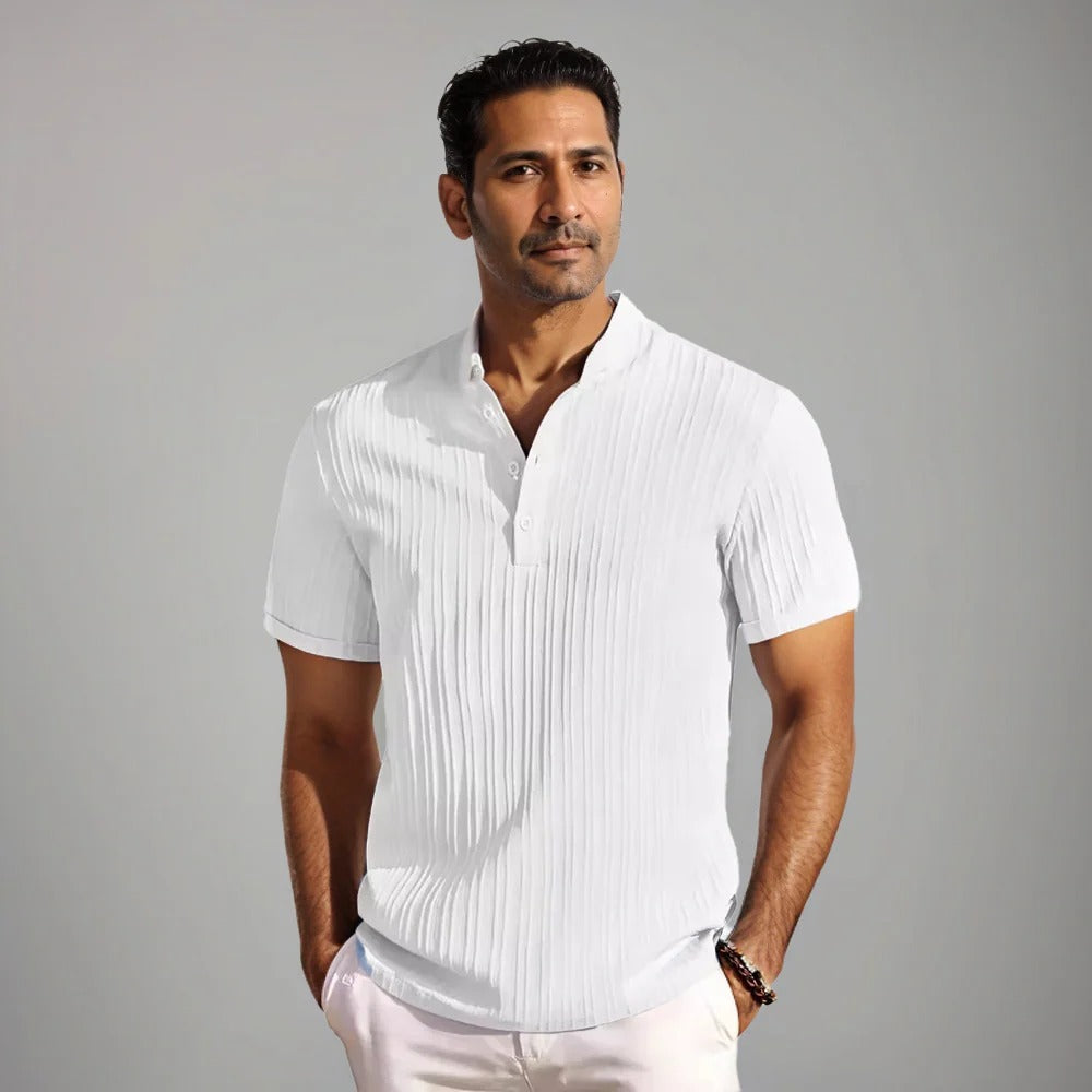 The Bentonville Men's Ribbed Stand Collar Polo Shirt