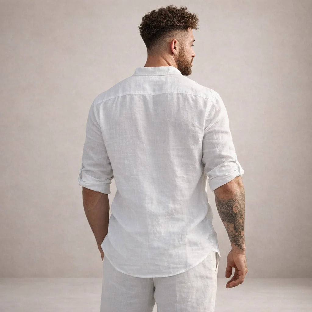 The Bolzano Men's Relaxed Fit Linen Henley Shirt
