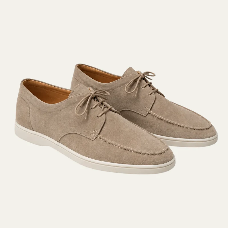 The Malibu Coast Men’s Suede Lace Up Casual Loafers - Beige