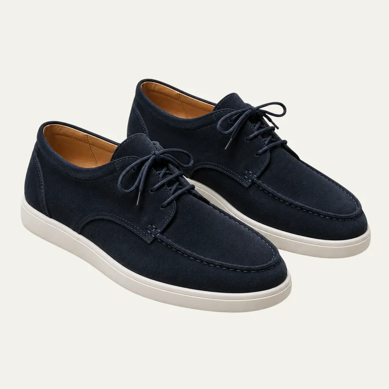 The Malibu Coast Men’s Suede Lace Up Casual Loafers - Navy Blue