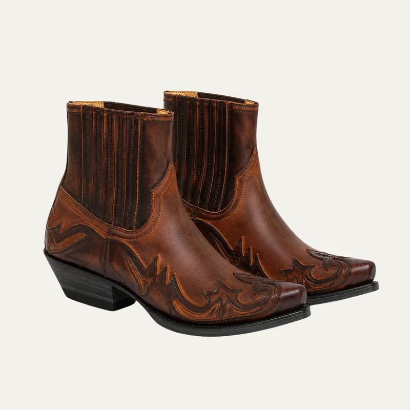The Charleston Men’s Cowboy Riding Ankle Boots - Brown