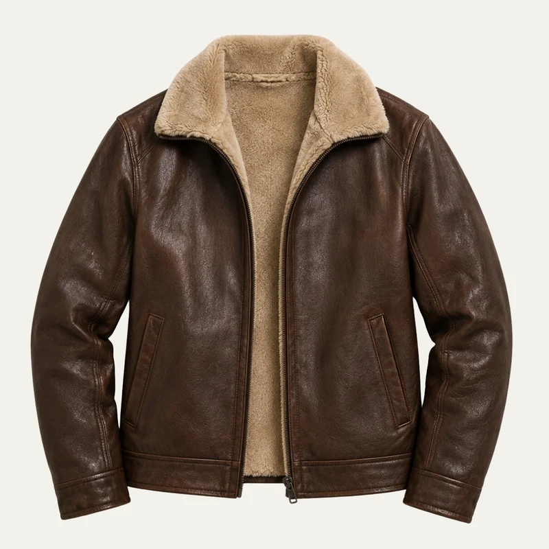 The Napa Valley Men’s Shearling Collar Zip Jacket - Black