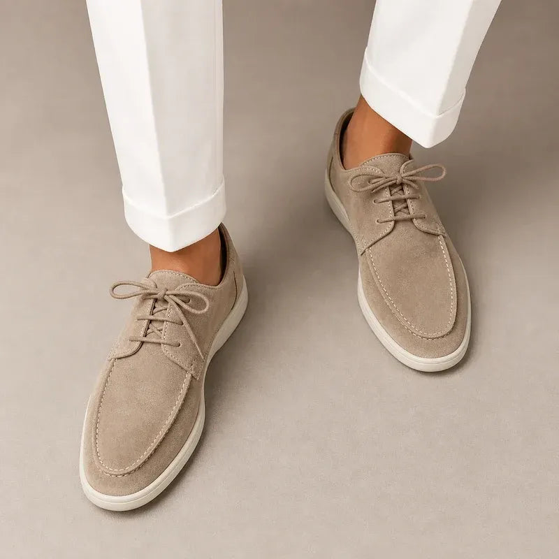 The Malibu Coast Men’s Suede Lace Up Casual Loafers - Beige